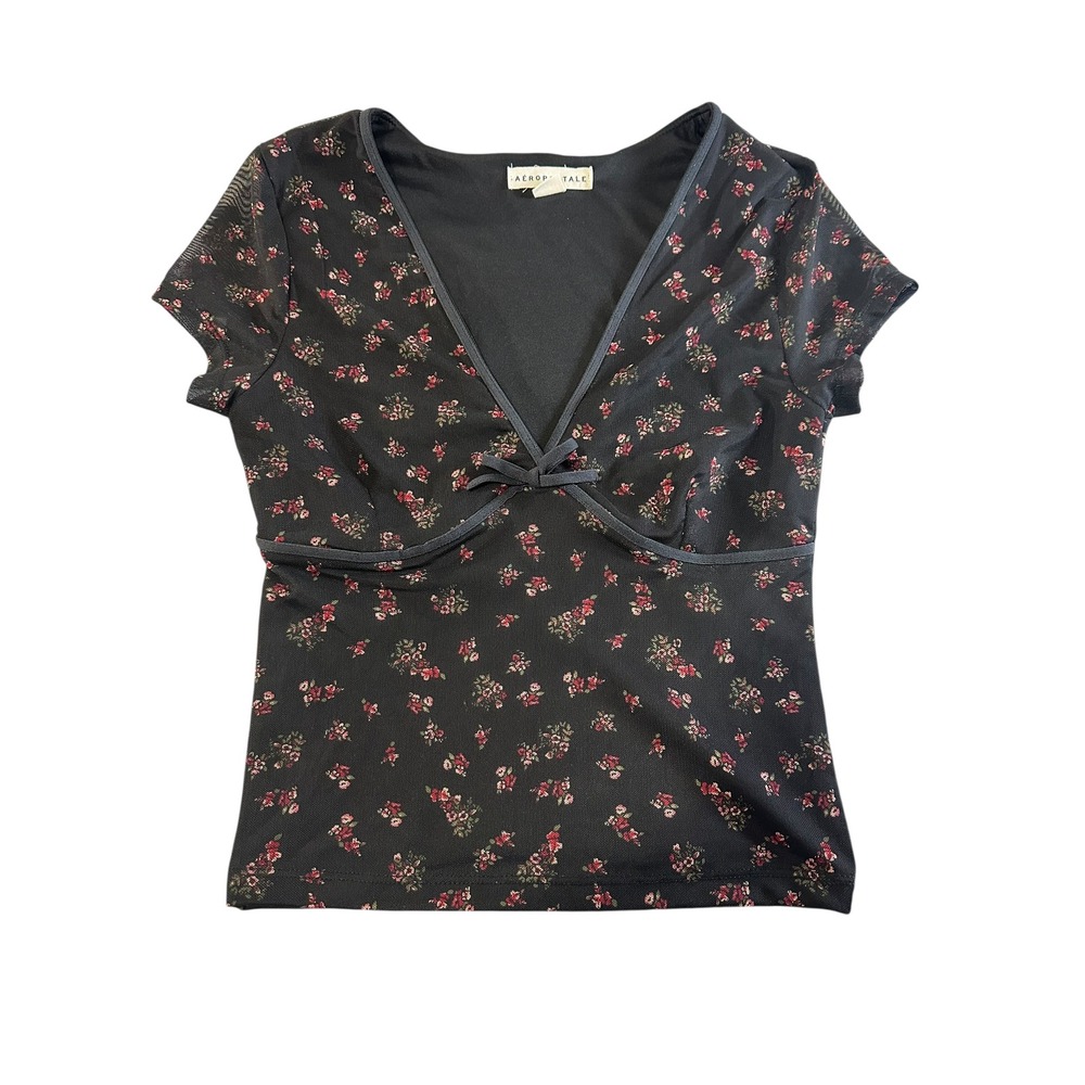 Aeropostale Baby Doll Tee Floral Whimsigoth Romantic Grunge Cottage Core Sz S‎
